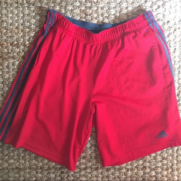 red adidas basketball shorts